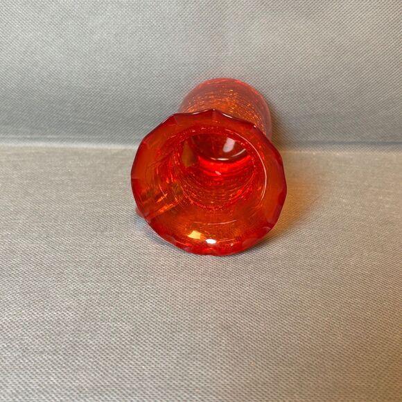 Vintage Hand Blown Ruby Red Crackle Glass Miniature Pitcher 3.5" Bud Vase - Picture 5 of 8